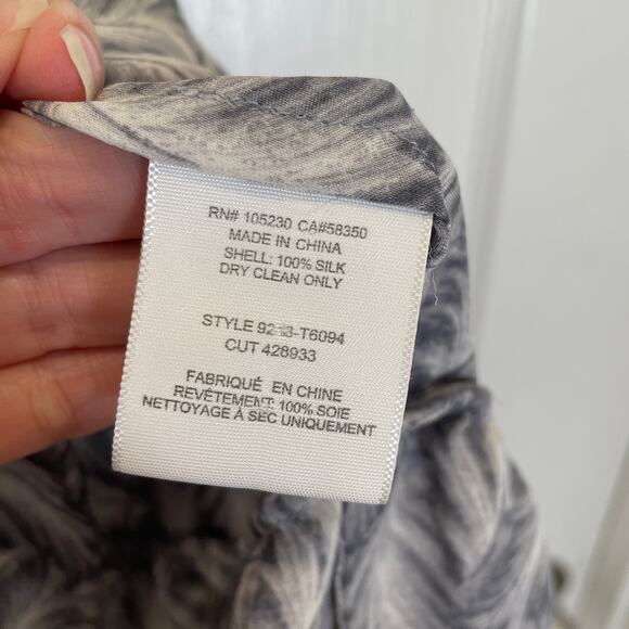 Joie Faustine Feathers Print High Neck Halter Tank Top Silk Gray White XS / S - Picture 4 of 5